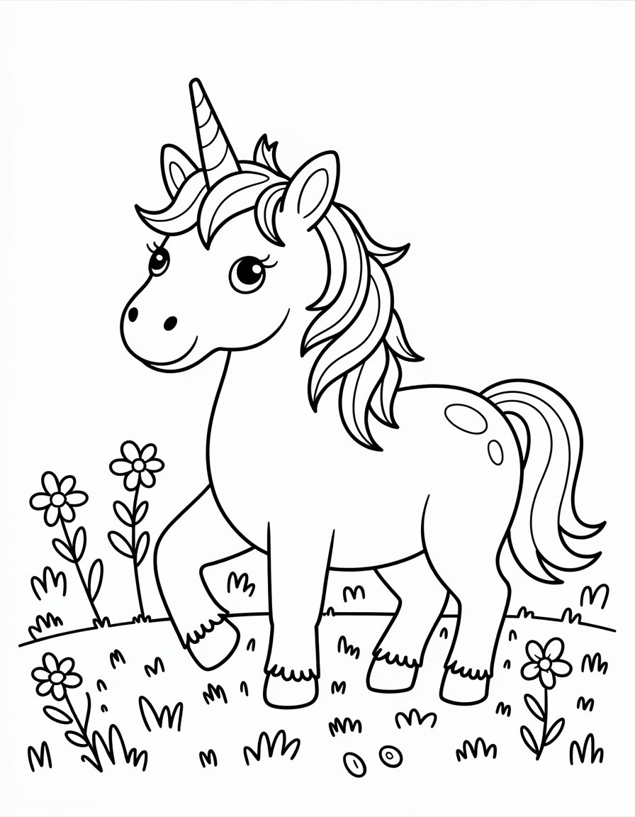 Unicorn in Flower Meadow
